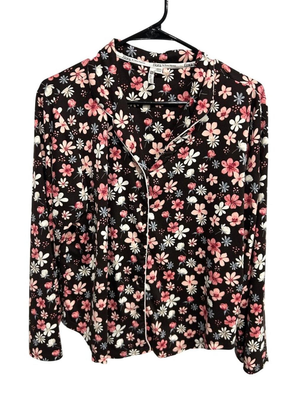 Flora By Flora Nikrooz Small Colorful Floral Pajama Top Long Sleeve Cozycore